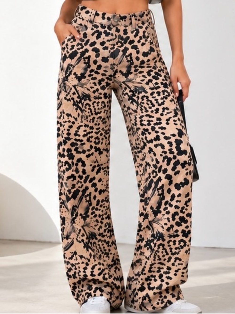 Chic Leopard Print Women's Pants